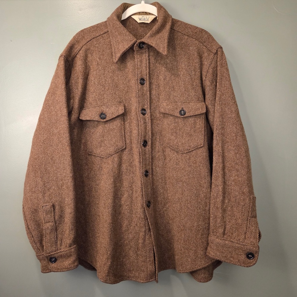 Vintage Woolrich Men's Wool Blend Button Up Shacket Brown Size XL